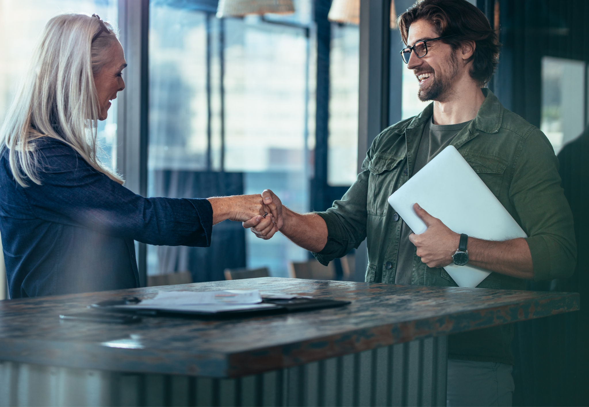 Colleagues shaking hands