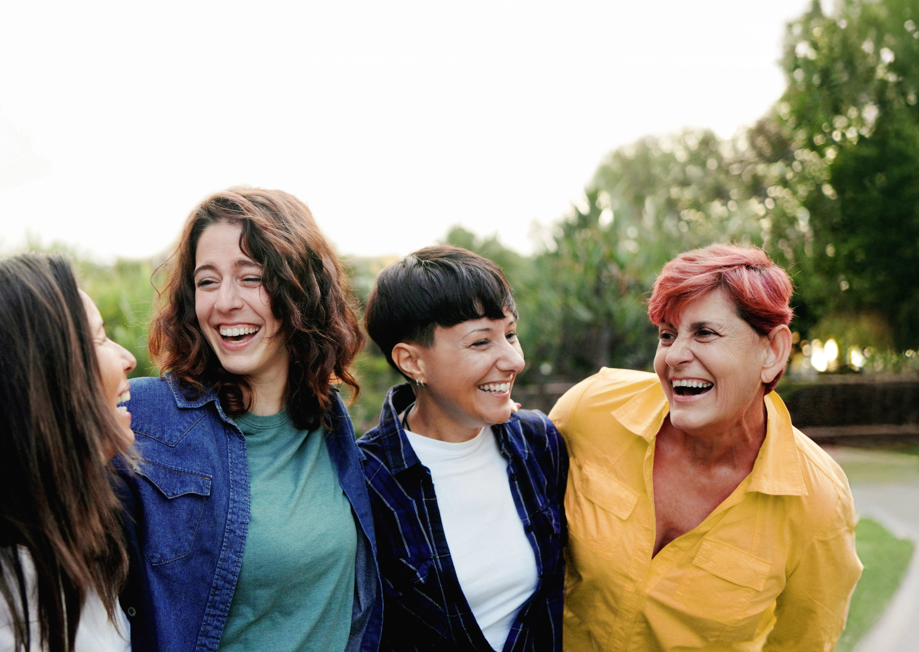 Cheerful women outdoors