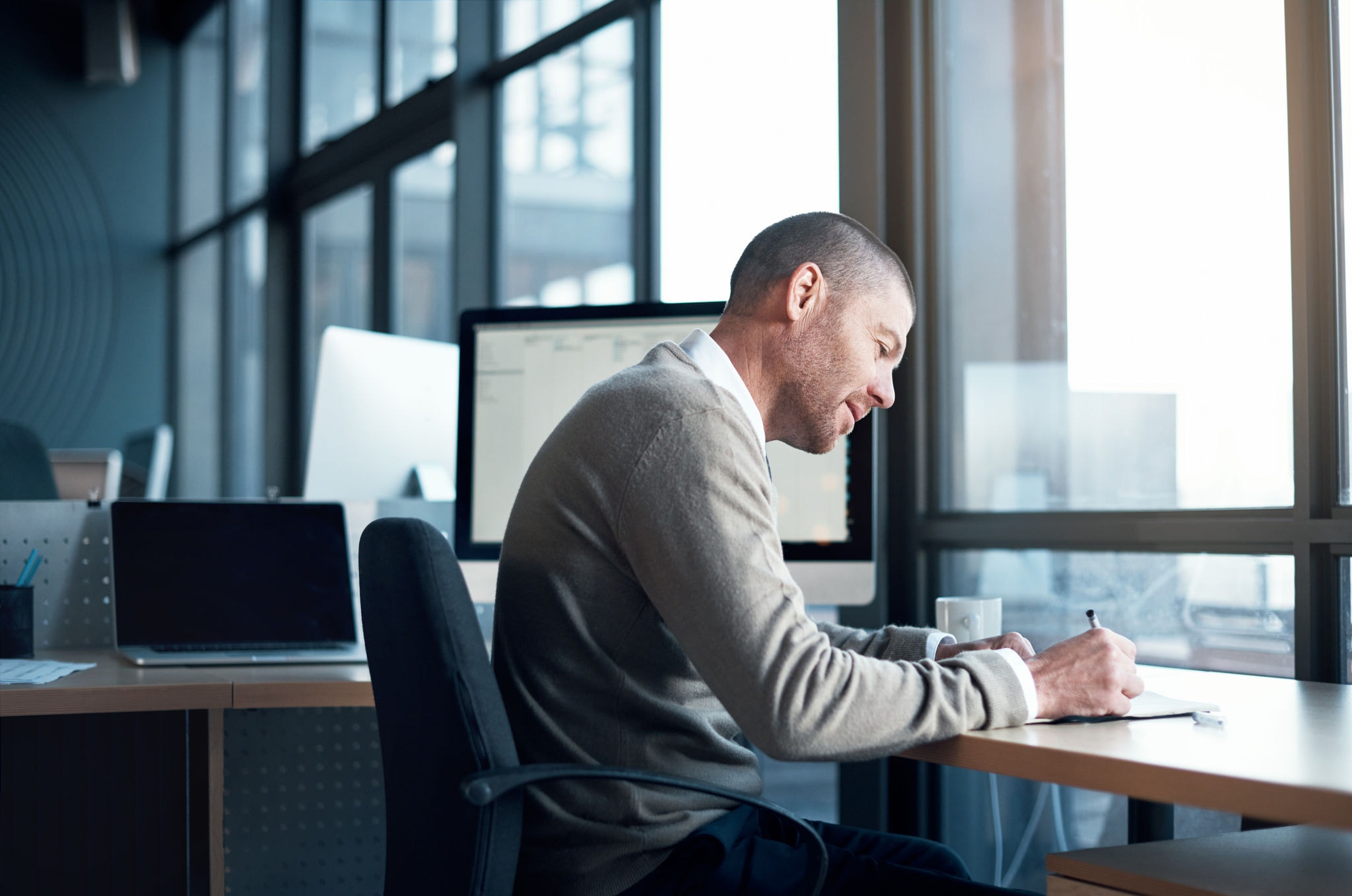 Businessman working at his desk