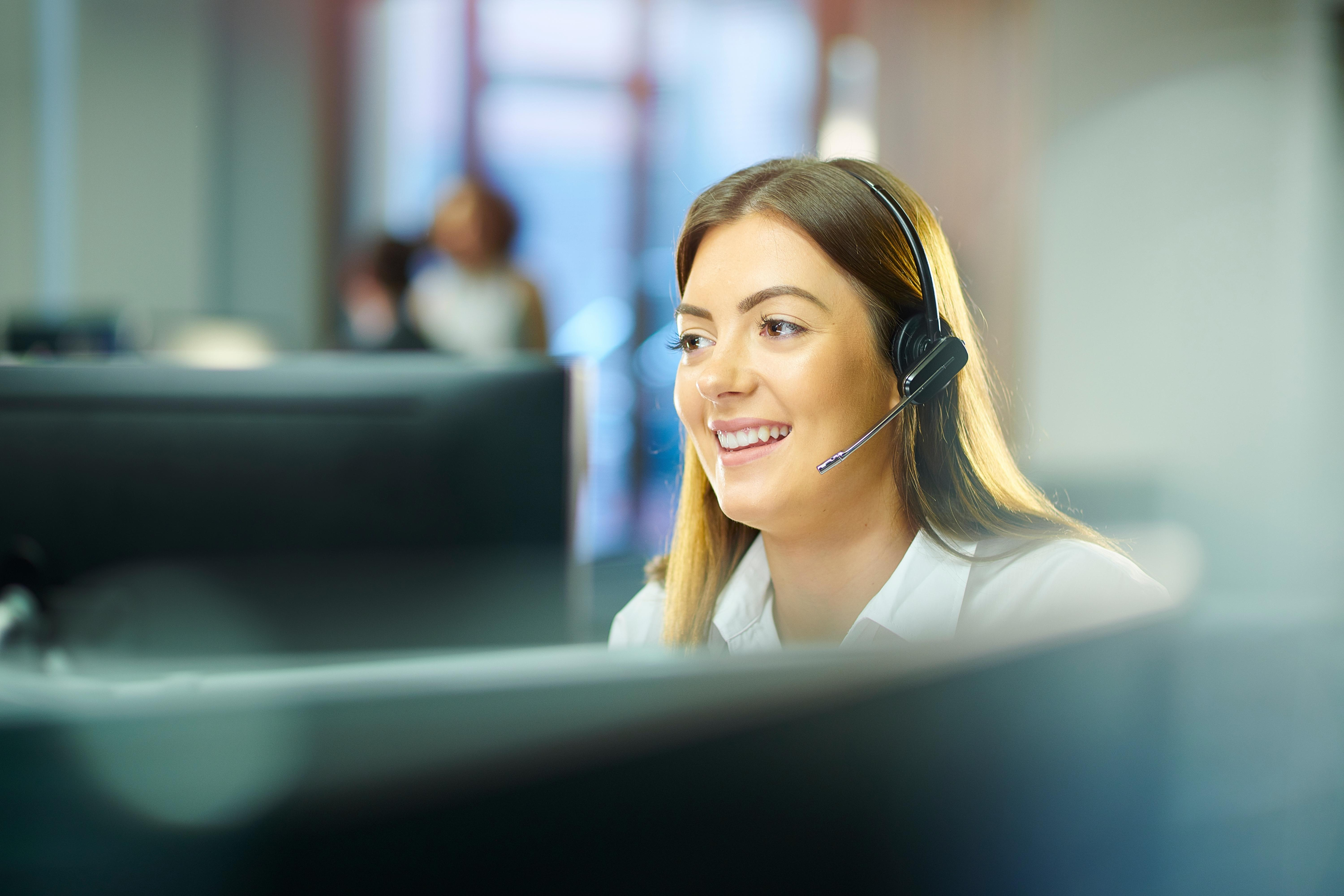 Woman working in a contact centre