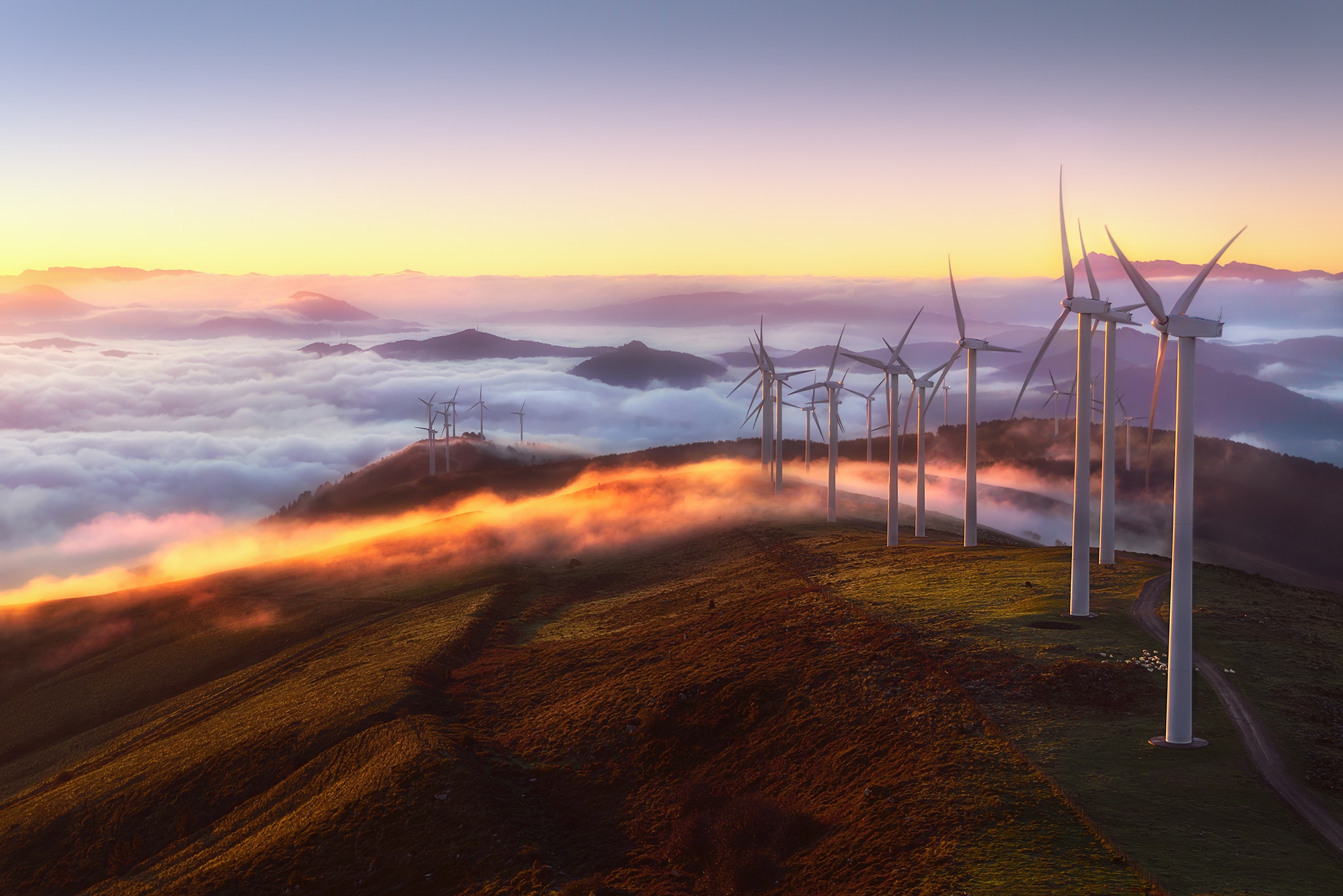 wind turbines on the mountain